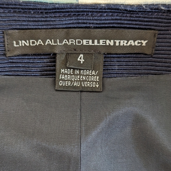 Linda Allard Ellen Tracy Blue Floral Print Zip Front Jacket Size 4 Cotton Silk - Picture 5 of 9